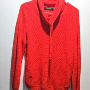 Lauren Ralph Lauren Coral Cowl Neck Sweater L